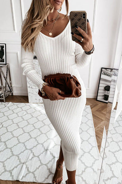 A New Day Ribbed Knit Midi Dress