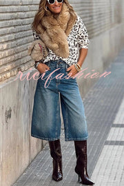 Terminally Stylish Denim Pocket Wide Leg Bermudas Jeans