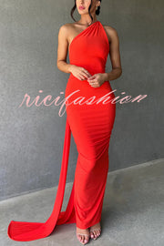 Sexy Backless Pleated Slim Solid Color Sleeveless Elegant Maxi Dress