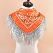 British Retro Diamond Tassel Square Scarf