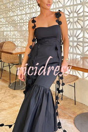 Romantic Getaway Round Decorative Draped Braid Fishtail Midi Dress