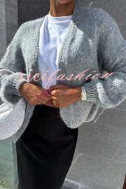 Solid Color Casual Long Sleeve Knitted Cardigan