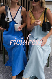 Perfect for Summer Weddings Satin Contrast Colour Relaxed Maxi Dress