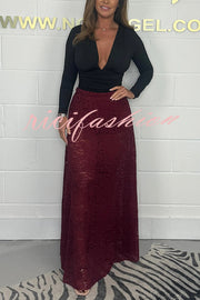 Elegant and Sexy Hollow Lace Maxi Skirt