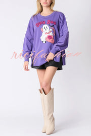 Halloween Cartoon Ghost Sequin Loose Casual Sweatshirt