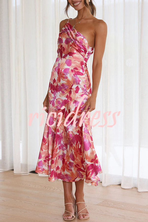 Buy Myself Flowers Floral One Shoulder Midi Dress