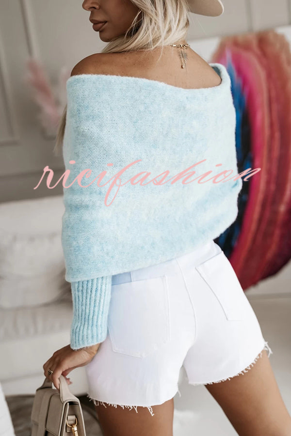 Warm in Two Ways Knit Off Shoulder Relaxed Poncho Sweater