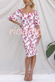 Midnight Beauty Floral Smocked Midi Dress