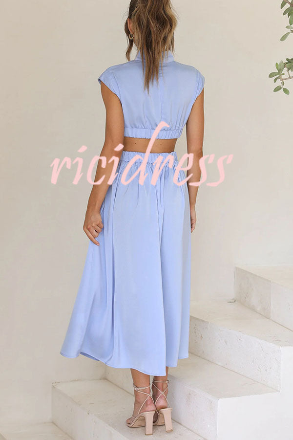 Light of My Life Cutout Waist Pocketed Vacation Midi Dress