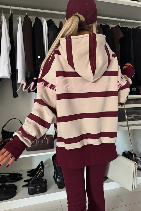 Fashion Loose Casual Hooded Long Sleeve Sweatshirt and Elastic Waist Leggings Set