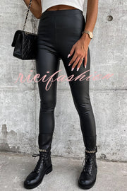 Viminni Faux Leather High Rise Stretch Legging Pants