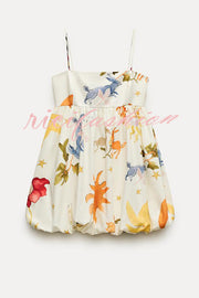 Amayah Unique Print Cloud-shaped Hem Babydoll Slip Mini Dress