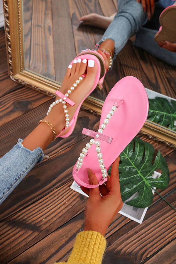 Casual Fashionable Pearl Beaded Sandals