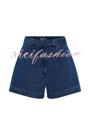 Abel Denim High Waist Relaxed Fit Shorts