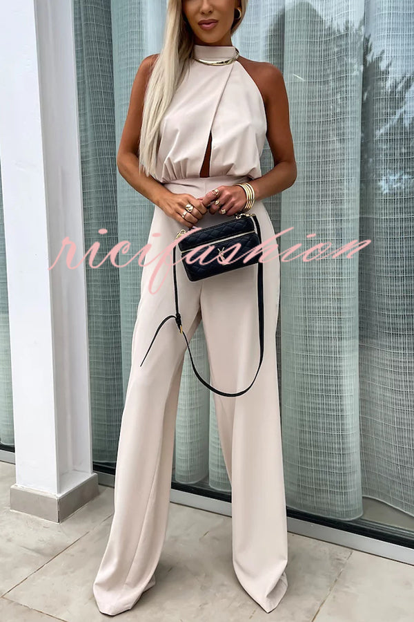 Fashionable Solid Color Sleeveless Hollow Slim Fit Jumpsuit