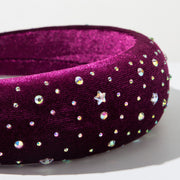 Vintage Velvet Inlaid with Colorful Rhinestones Headband