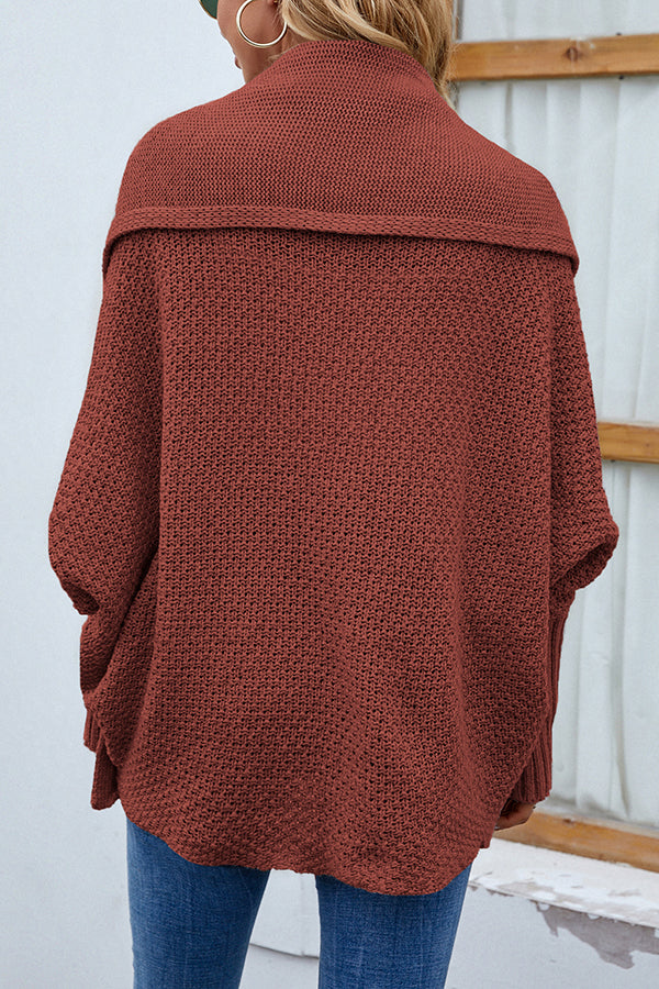 Solid Color Dolman Sleeve Elegant Knitted Cardigan