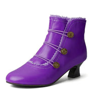 Retro Lace Round Buckle Low Heel Martin Boots