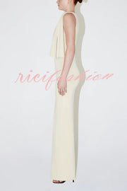 Buttery Soft Knotted Boat Neck Stretch Maxi Dress