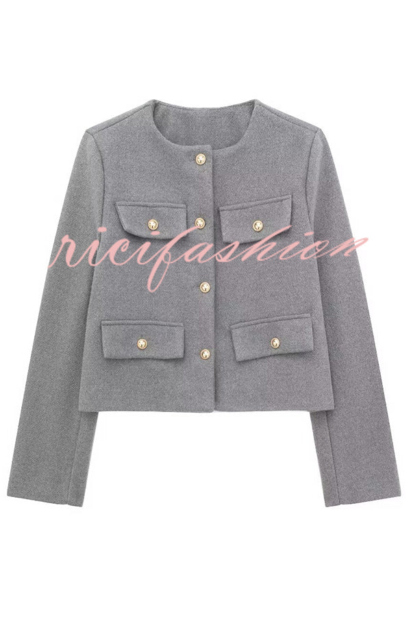 Stylish Buttoned Long Sleeve Casual Pocket Blazer