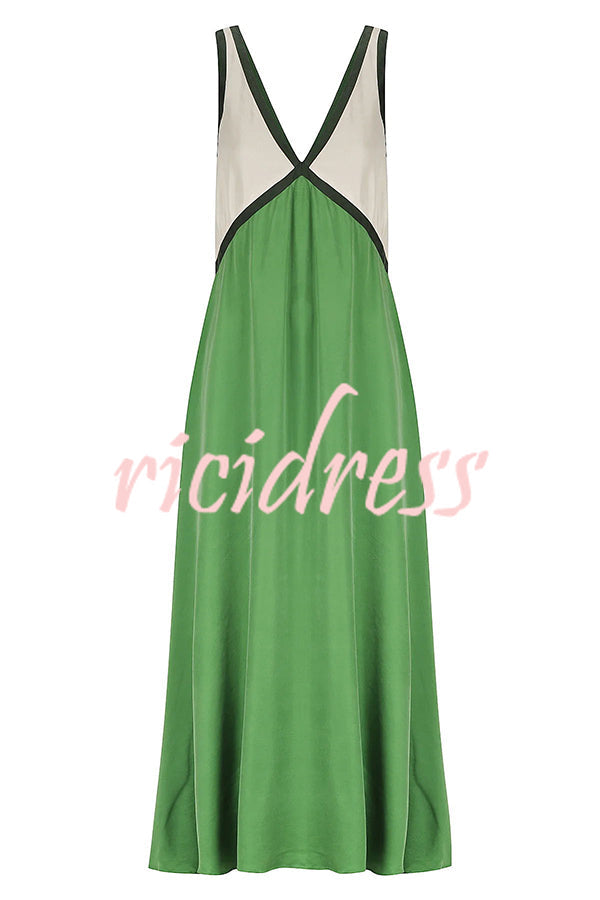 Perfect for Summer Weddings Satin Contrast Colour Relaxed Maxi Dress