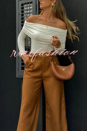 Solid Color Casual Pocket Loose Wide-leg Pants