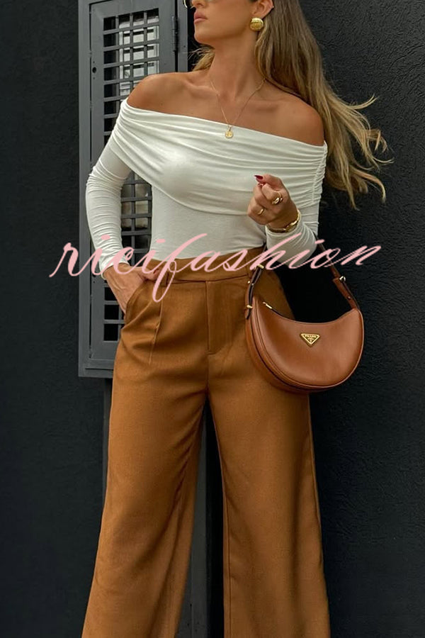 Solid Color Casual Pocket Loose Wide-leg Pants