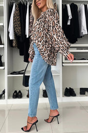 Leopard Print Loose Long Sleeve Casual Shirt