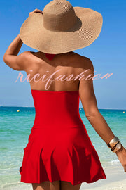 Fashionable Halterneck Waist Hollow Stretch One-piece Swimsuit