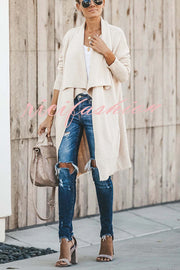 Fireside Pocketed Oversized Drape Neckline Knit Cardigan