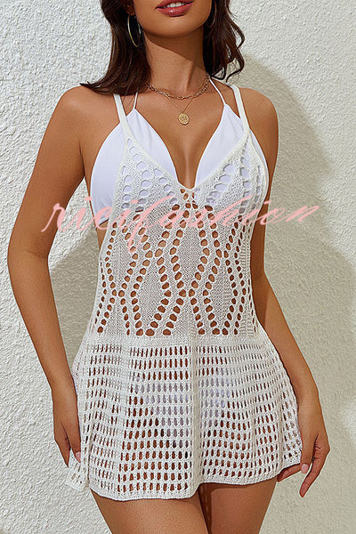 Sexy Backless Camisole Knitted Beach Cover Up Mini Dress