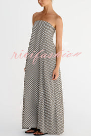 Kesia Printed Off Shoulder Strapless A-line Maxi Dress