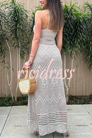 Brunch Voyage Knit Texture Various Patterns Stretch Maxi Dress