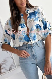 Stylish Floral Print Casual Shirt Top