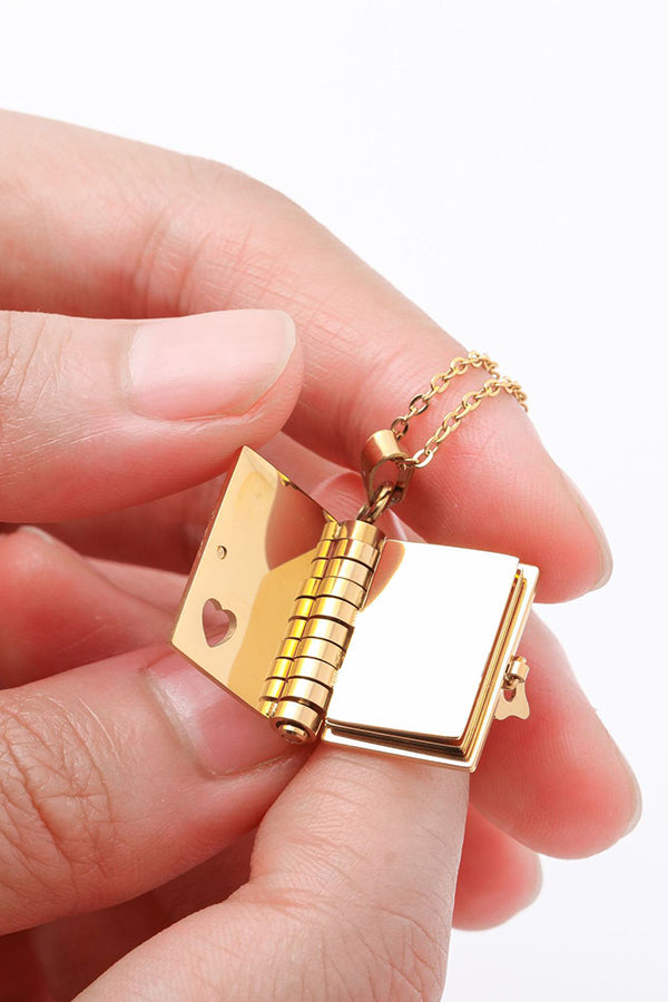 Fashionable Opening and Book Letter Heart Couple Necklace