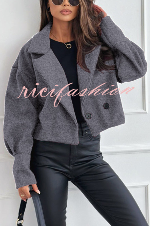 Fashionable Solid Color Lapel Short Blazer