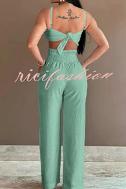 Three-dimensional Flower Accessories Hollow Pocket Jumpsuit