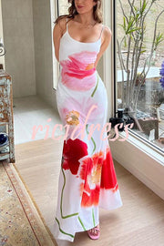 Romantic Beginnings Poppy Blossom Slip Stretch Vacation Maxi Dress