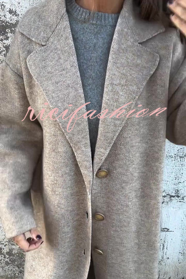 Solid Color Lapel Long Sleeve Loose Casual Jacket