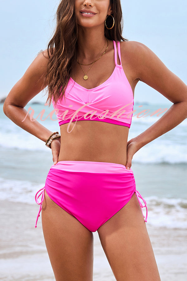 Fashionable High Waist Stretch Bikini Swimsuit