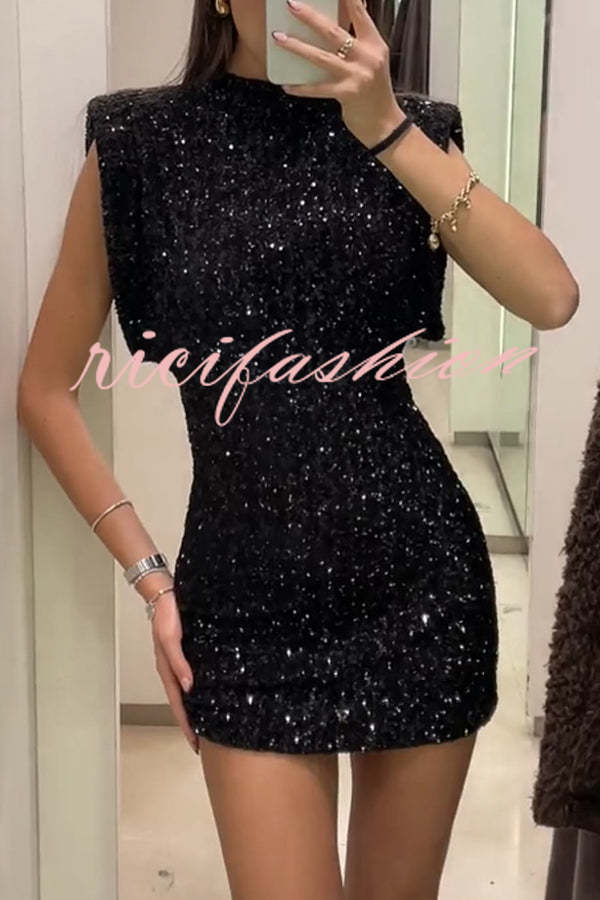 Adorable Sexy Vibes Sequin Wide Sleeve Mini Dress