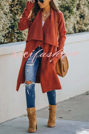 Fireside Pocketed Oversized Drape Neckline Knit Cardigan