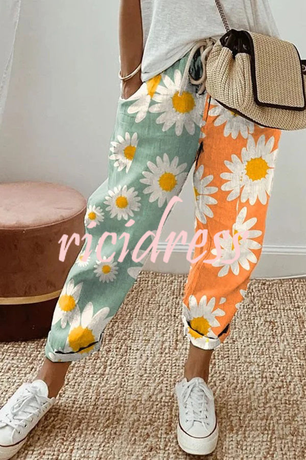 Casual Unique Printed Button Pocket Pants