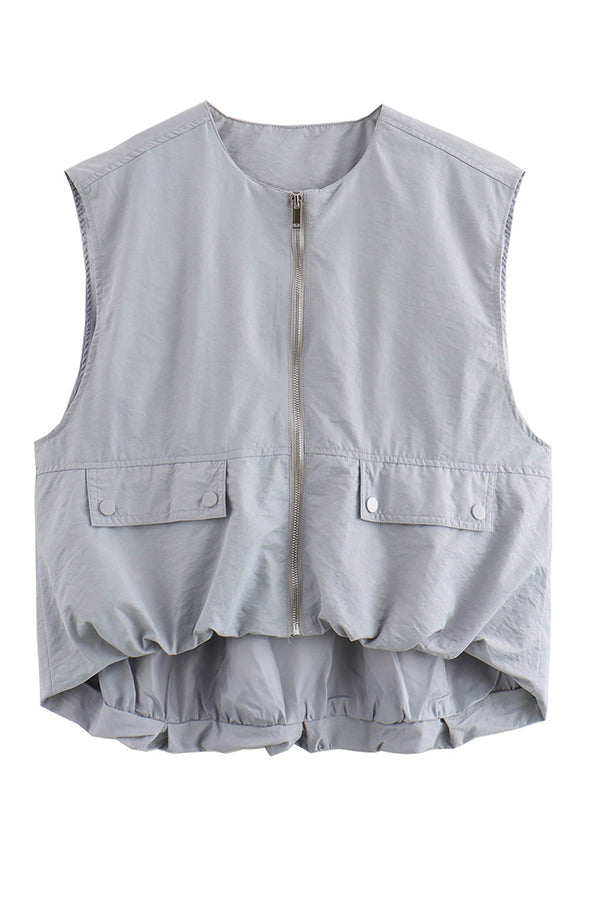 Fashionable Loose Sleeveless Pocket Casual Vest