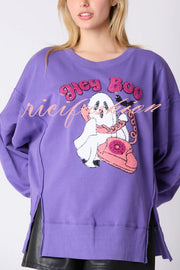 Halloween Cartoon Ghost Sequin Loose Casual Sweatshirt