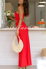 Solid Color Sexy One Shoulder Off Waist Maxi Dress