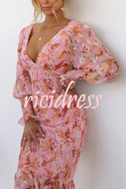 Garden Gathering Floral Smocked Waist Midi Dress