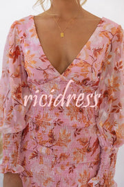 Garden Gathering Floral Smocked Waist Midi Dress