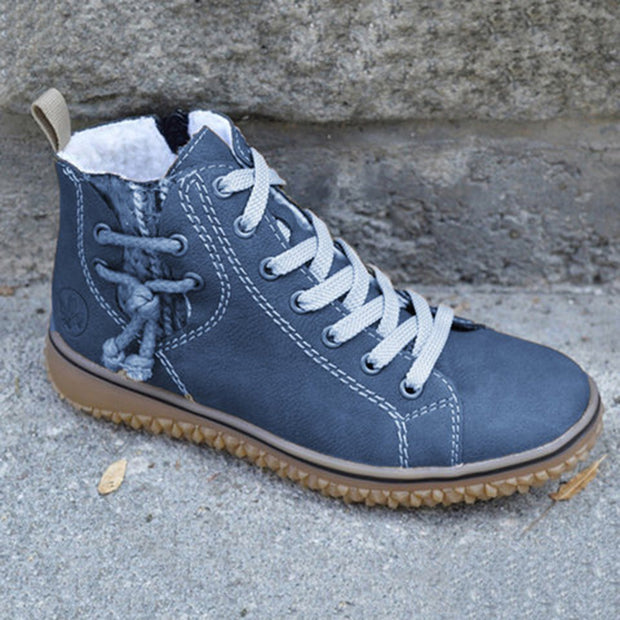 Fashionable Flat Lace-up Padded Martin Boots