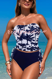 Unique Print High Waist Tie-Stretch Two-Piece Bikini Swimsuit